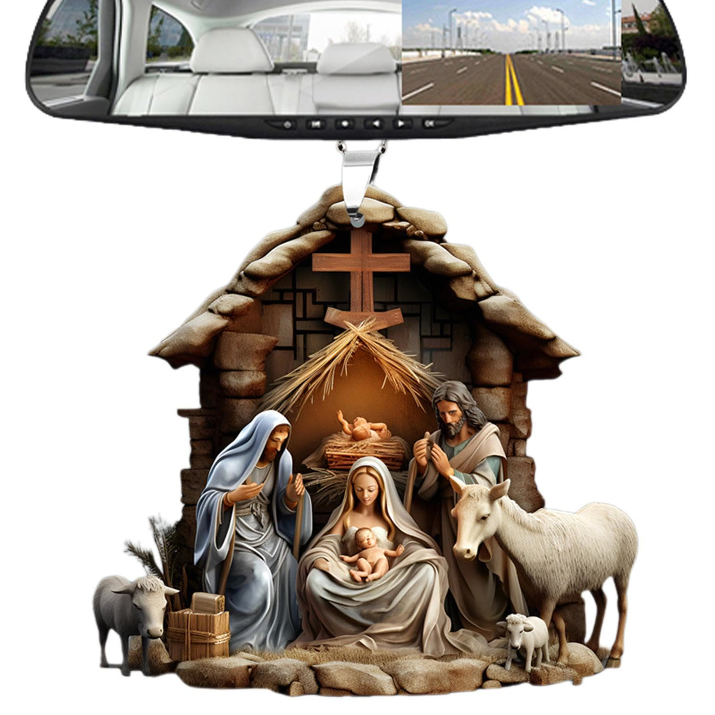 Christianartworkshop Classic Colored Style Nativity Scene Blessed Christmas Nativity Hanging Ornaments