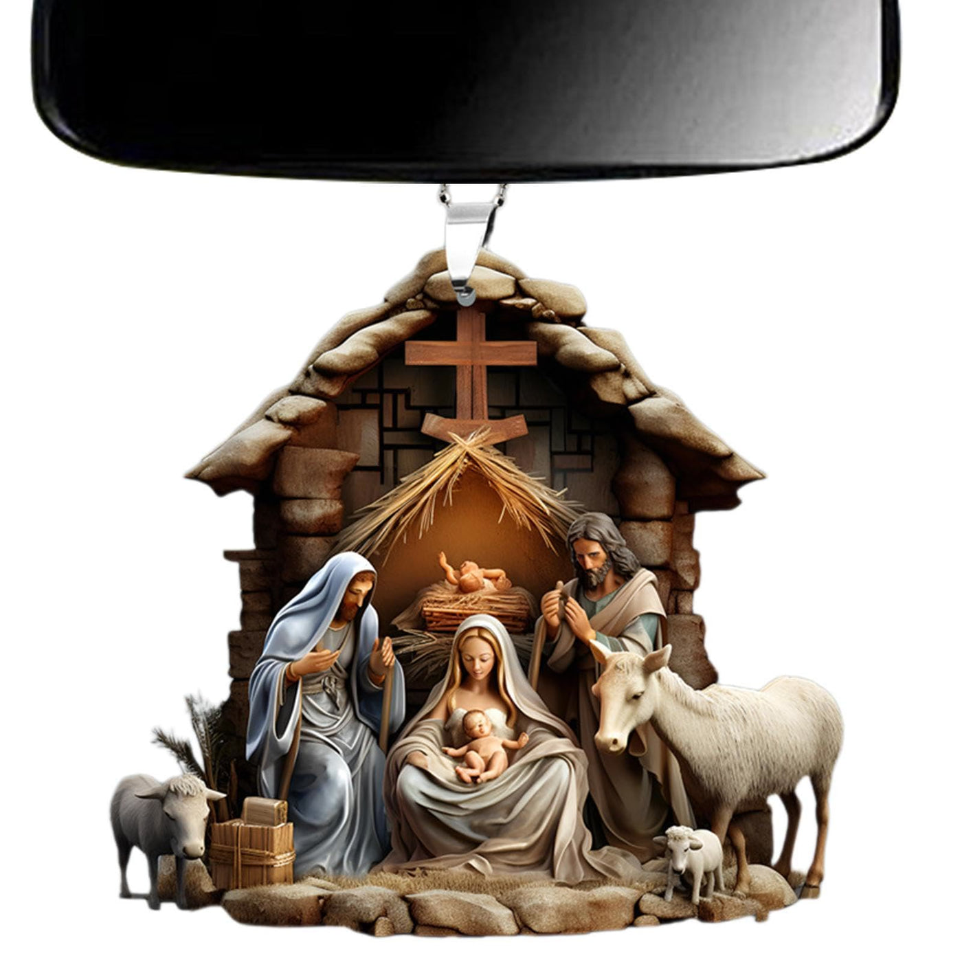 Christianartworkshop Classic Colored Style Nativity Scene Blessed Christmas Nativity Hanging Ornaments