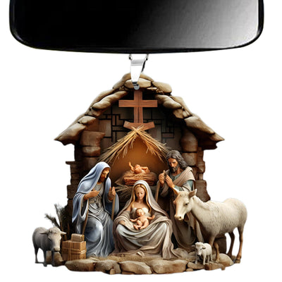 Christianartworkshop Classic Colored Style Nativity Scene Blessed Christmas Nativity Hanging Ornaments