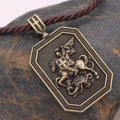 Christianartworkshop Classic Style Saint George and the Dragon Pendant Protection Prayer Necklace