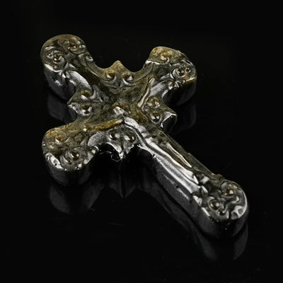 Christianartworkshop Natural Stone Tiger Eye Labradorite Obsidian Lapis Lazuli Scrollwork Crucifix Adornments