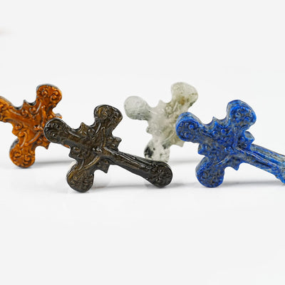 Christianartworkshop Natural Stone Tiger Eye Labradorite Obsidian Lapis Lazuli Scrollwork Crucifix Adornments