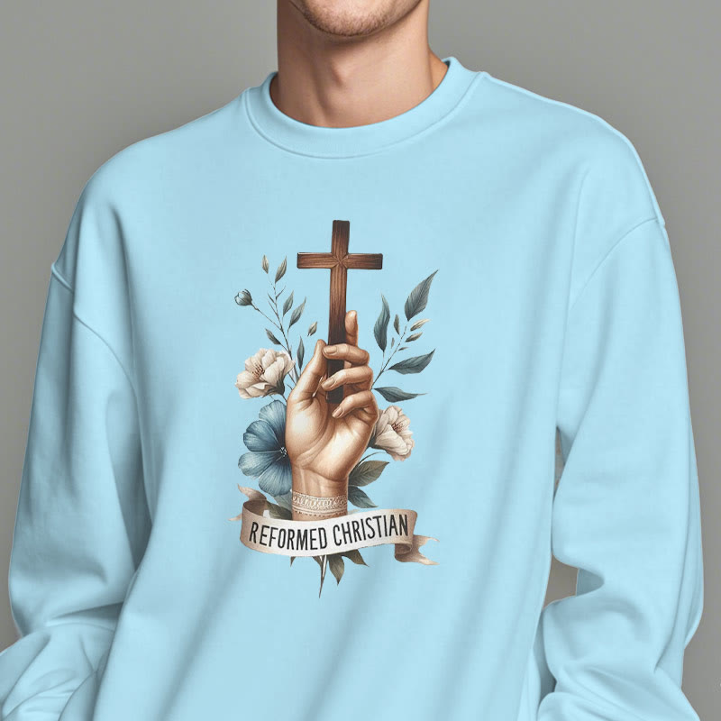 Christianartworkshop Classic Colored Style Reformed Christian Faith Fleece Lined Polyester Sweatshirt
