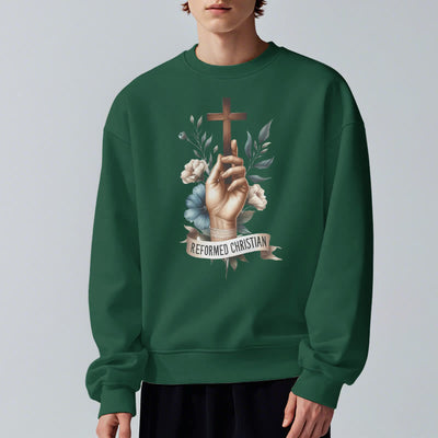 Christianartworkshop Classic Colored Style Reformed Christian Faith Fleece Lined Polyester Sweatshirt