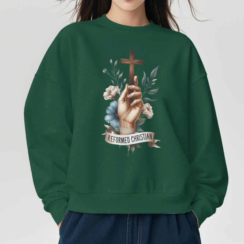 Christianartworkshop Classic Colored Style Reformed Christian Faith Fleece Lined Polyester Sweatshirt