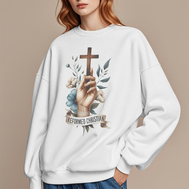 Christianartworkshop Classic Colored Style Reformed Christian Faith Fleece Lined Polyester Sweatshirt