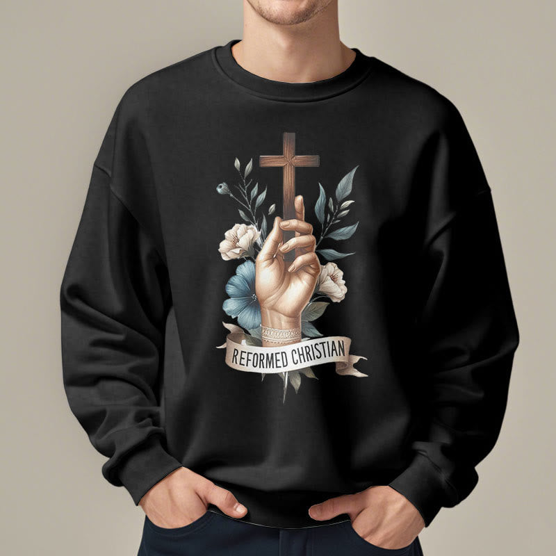 Christianartworkshop Classic Colored Style Reformed Christian Faith Fleece Lined Polyester Sweatshirt