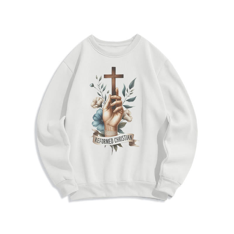 Christianartworkshop Classic Colored Style Reformed Christian Faith Fleece Lined Polyester Sweatshirt