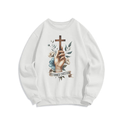 Christianartworkshop Classic Colored Style Reformed Christian Faith Fleece Lined Polyester Sweatshirt