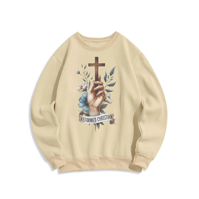 Christianartworkshop Classic Colored Style Reformed Christian Faith Fleece Lined Polyester Sweatshirt