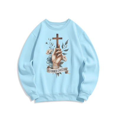 Christianartworkshop Classic Colored Style Reformed Christian Faith Fleece Lined Polyester Sweatshirt