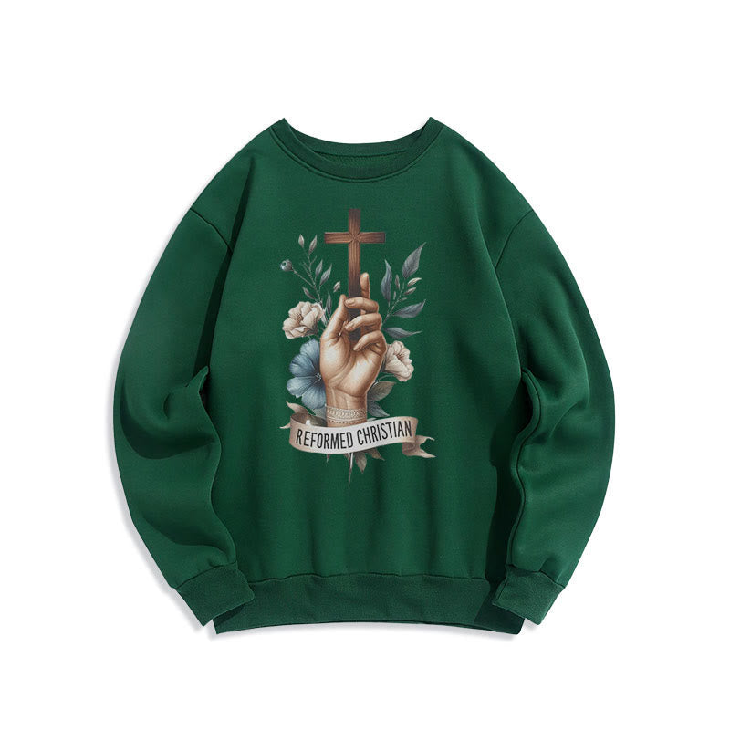 Christianartworkshop Classic Colored Style Reformed Christian Faith Fleece Lined Polyester Sweatshirt