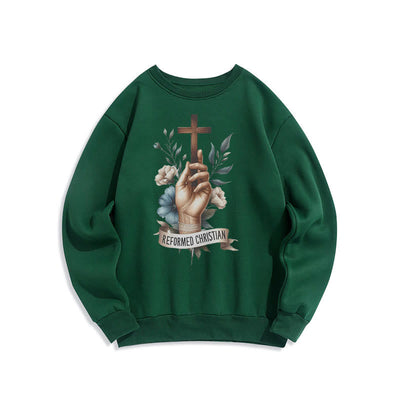 Christianartworkshop Classic Colored Style Reformed Christian Faith Fleece Lined Polyester Sweatshirt