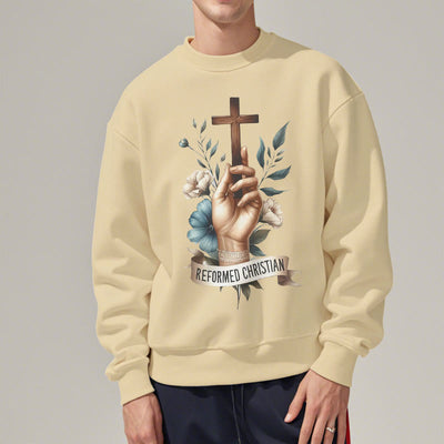 Christianartworkshop Classic Colored Style Reformed Christian Faith Fleece Lined Polyester Sweatshirt