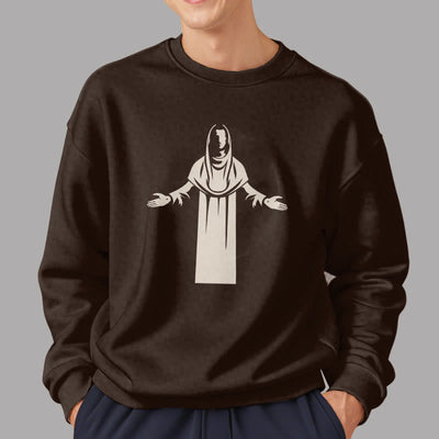 Christianartworkshop Classic Style Saint Figure Hands Open Praying Fleece Lined Polyester Sweatshirt