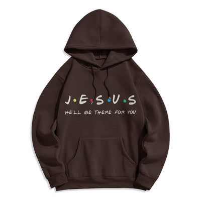 Christianartworkshop Modern Style Jesus He'll Be There For You Fleece Lined Polyester Hoodie