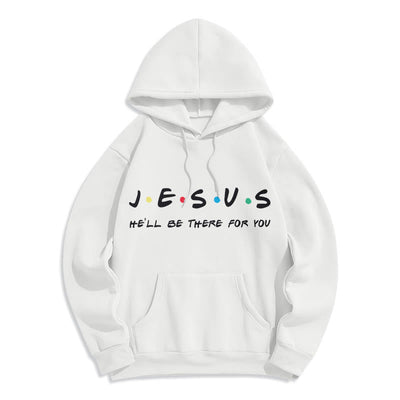 Christianartworkshop Modern Style Jesus He'll Be There For You Fleece Lined Polyester Hoodie