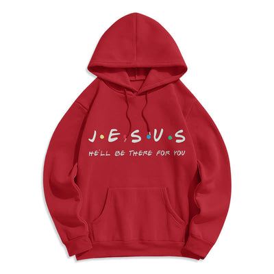 Christianartworkshop Modern Style Jesus He'll Be There For You Fleece Lined Polyester Hoodie