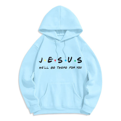 Christianartworkshop Modern Style Jesus He'll Be There For You Fleece Lined Polyester Hoodie
