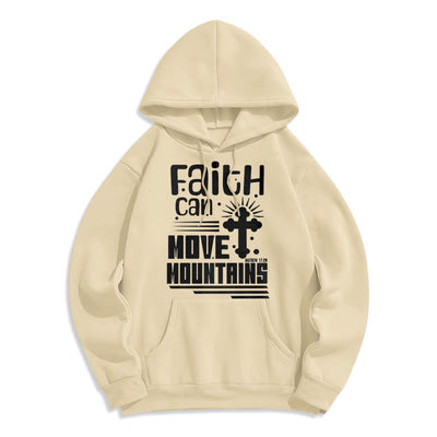 Christianartworkshop Modern Style Faith Can Move Mountains Fleece Lined Polyester Hoodie