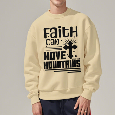 Christianartworkshop Modern Style Faith Can Move Mountains Fleece Lined Polyester Sweatshirt