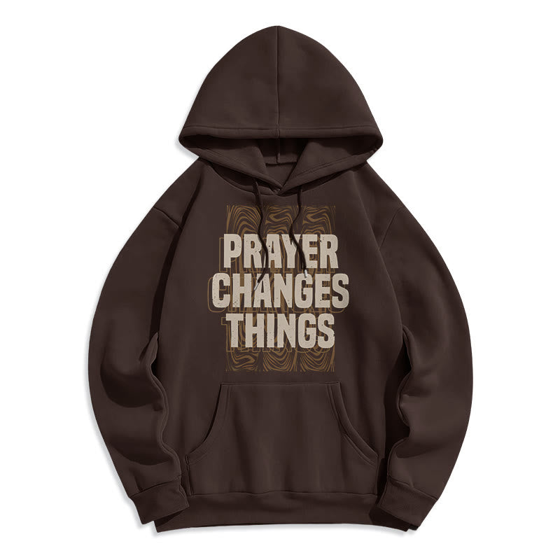 Christianartworkshop Modern Style Prayer Changes Things Fleece Lined Polyester Hoodie