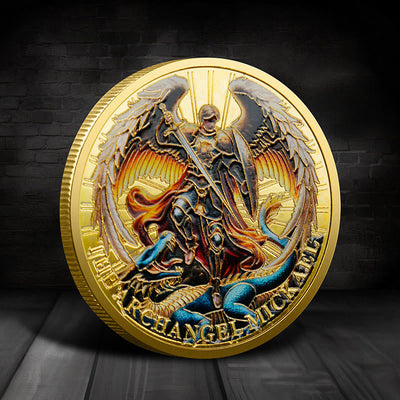 Christianartworkshop Classic Style Saint Michael the Archangel Psalm 91:10-11 Protection Strengthen Challenge Coin