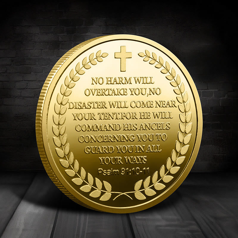Christianartworkshop Classic Style Saint Michael the Archangel Psalm 91:10-11 Protection Strengthen Challenge Coin