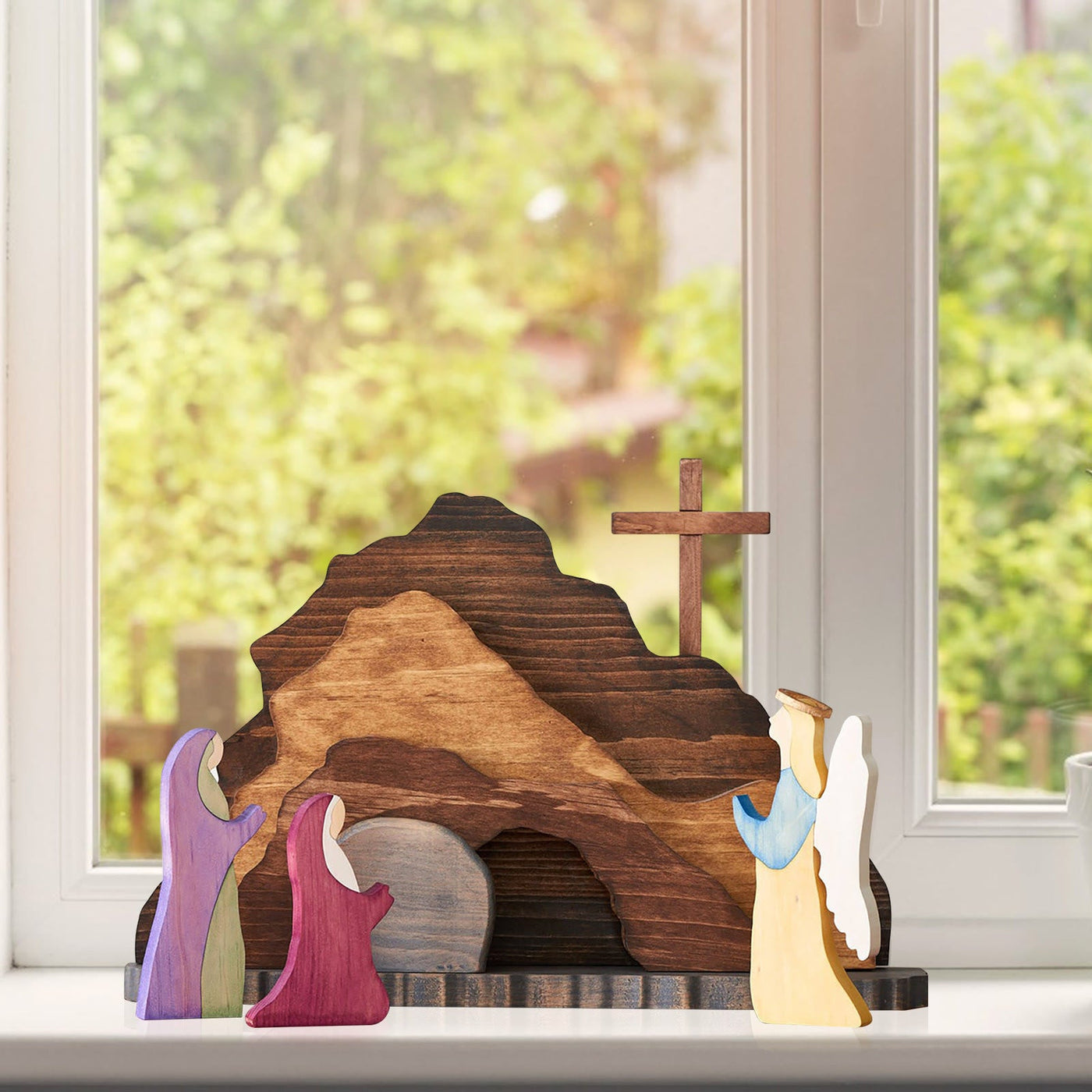 Christianartworkshop Modern Style Colorful Crafted Blessed Resurrection Of Jesus Christ Wooden Ornaments