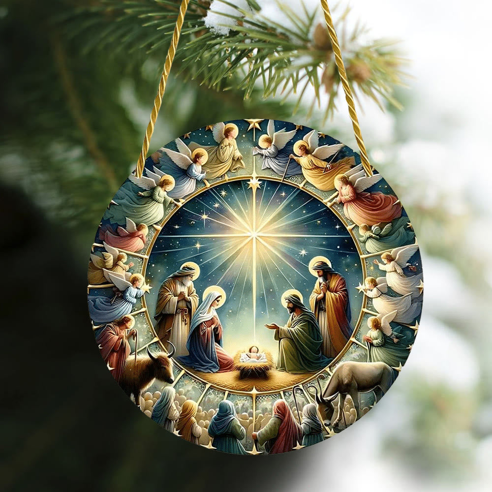 Christianartworkshop Styles Angels Nativity Scene Colorful Hanging Ornaments A