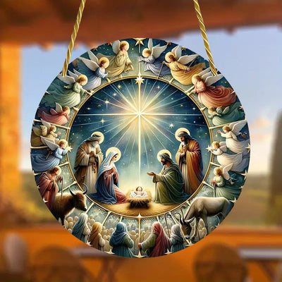 Christianartworkshop Styles Angels Nativity Scene Colorful Hanging Ornaments A
