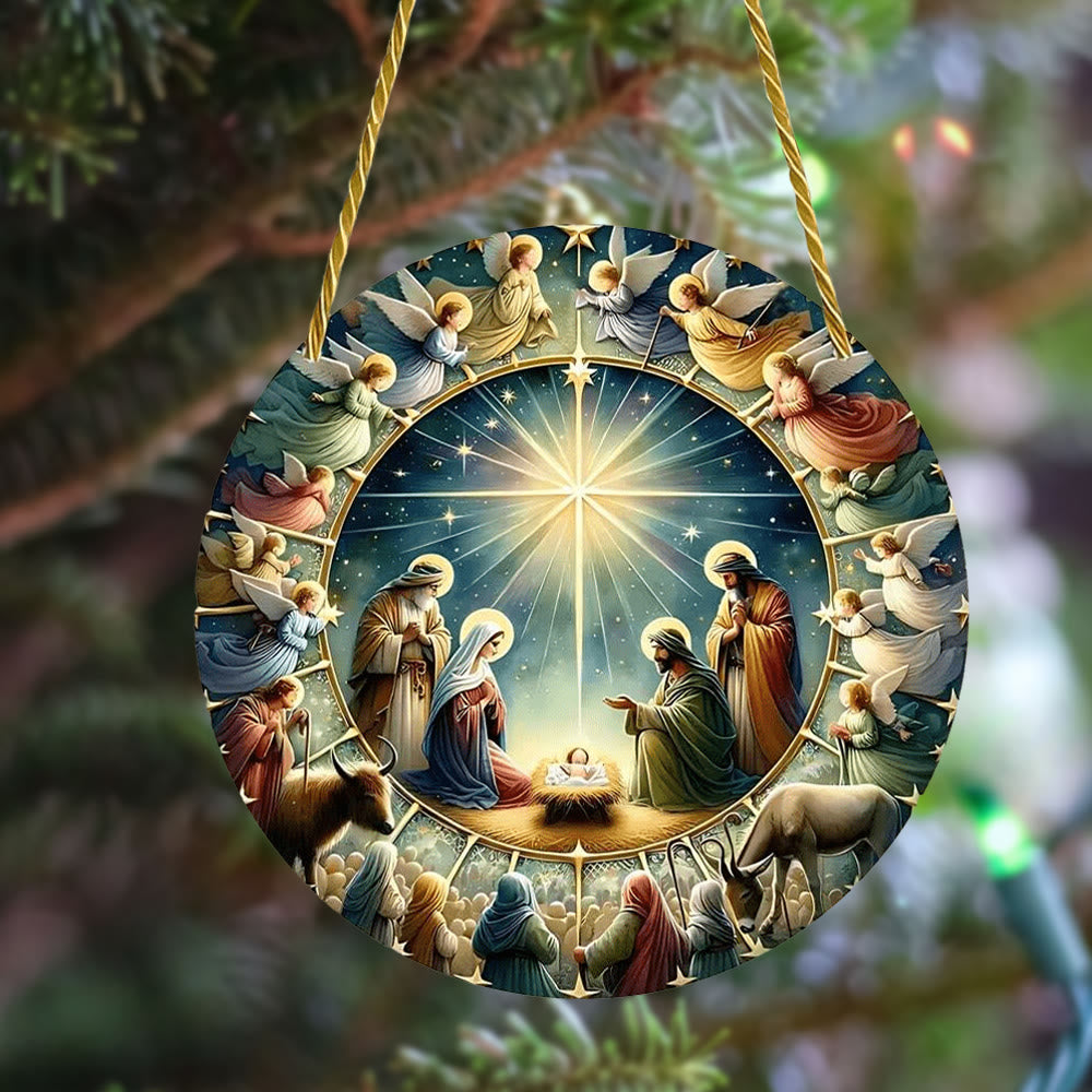 Christianartworkshop Styles Angels Nativity Scene Colorful Hanging Ornaments A