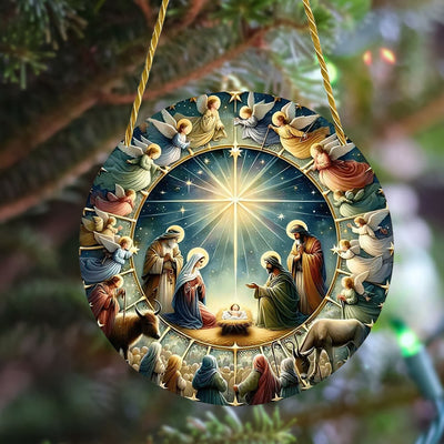 Christianartworkshop Styles Angels Nativity Scene Colorful Hanging Ornaments A
