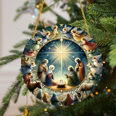 Christianartworkshop Styles Angels Nativity Scene Colorful Hanging Ornaments A