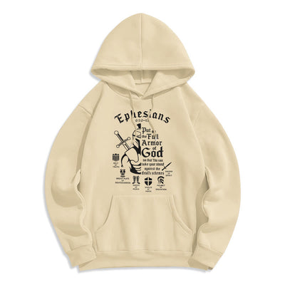 Christianartworkshop Quotation Style Full Armor of God Fleece Lined Polyester Hoodie