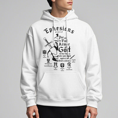 Christianartworkshop Quotation Style Full Armor of God Fleece Lined Polyester Hoodie