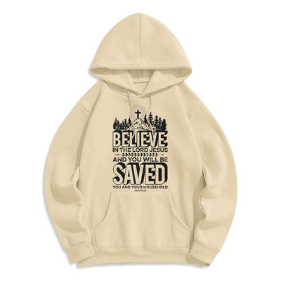 Christianartworkshop Modern Style Believe In The Jesus Lord Fleece Lined Polyester Hoodie