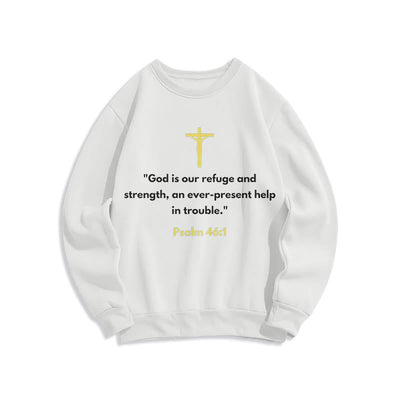 Christianartworkshop Classic Style God Is Our Refuge And Strength Fleece Lined Polyester Sweatshirt