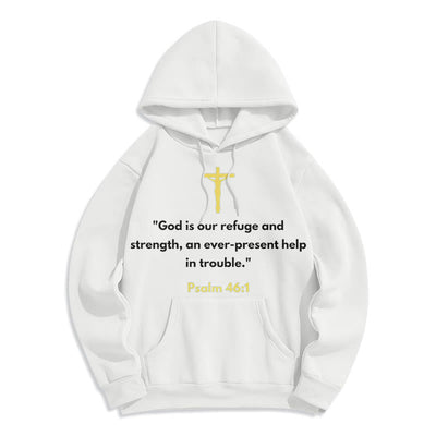 Christianartworkshop Classic Style God Is Our Refuge And Strength Fleece Lined Polyester Hoodie