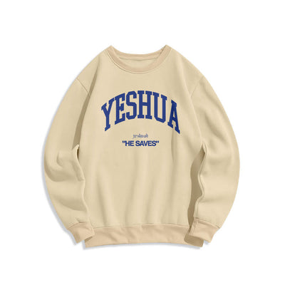 Christianartworkshop Classic Style Yeshua He Saves Fleece Lined Polyester Sweatshirt