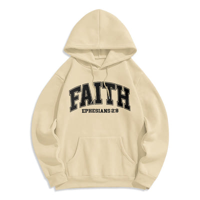 Christianartworkshop Modern Style Faith Ephesians 2 : 8 Fleece Lined Polyester Hoodie