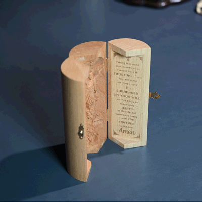 Christianartworkshop Classic Style Openable Wooden Cylinder Jesus Figure Desktop Decorations Ornament