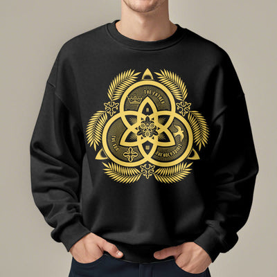 Christianartworkshop Classic Style Divine Unity Gold Sacred Emblem Fleece Lined Polyester Sweatshirt