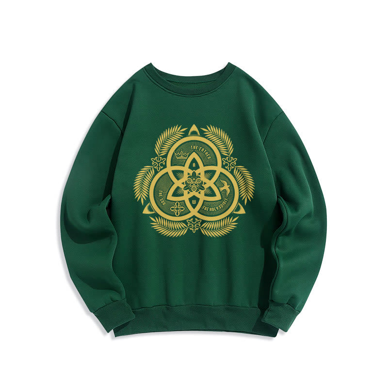 Christianartworkshop Classic Style Divine Unity Gold Sacred Emblem Fleece Lined Polyester Sweatshirt