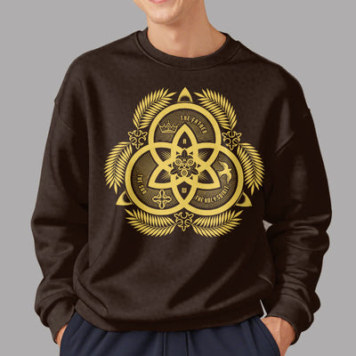 Christianartworkshop Classic Style Divine Unity Gold Sacred Emblem Fleece Lined Polyester Sweatshirt