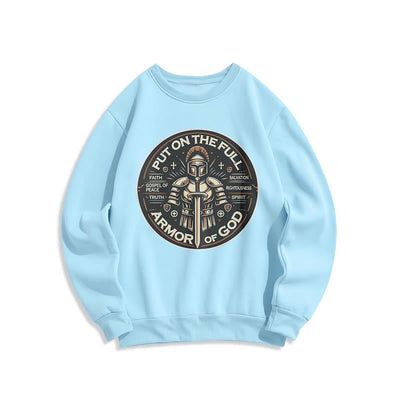 Christianartworkshop Modern Style Put On The Full Armor of God Fleece Lined Polyester Sweatshirt