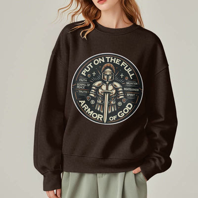 Christianartworkshop Modern Style Put On The Full Armor of God Fleece Lined Polyester Sweatshirt