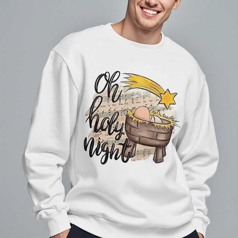 Christianartworkshop Colored Style Holy Night Cradle Nativity Scene Fleece Lined Polyester Sweatshirt