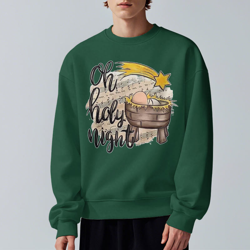 Christianartworkshop Colored Style Holy Night Cradle Nativity Scene Fleece Lined Polyester Sweatshirt