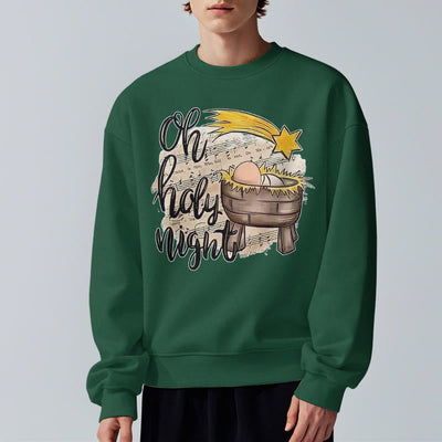 Christianartworkshop Colored Style Holy Night Cradle Nativity Scene Fleece Lined Polyester Sweatshirt